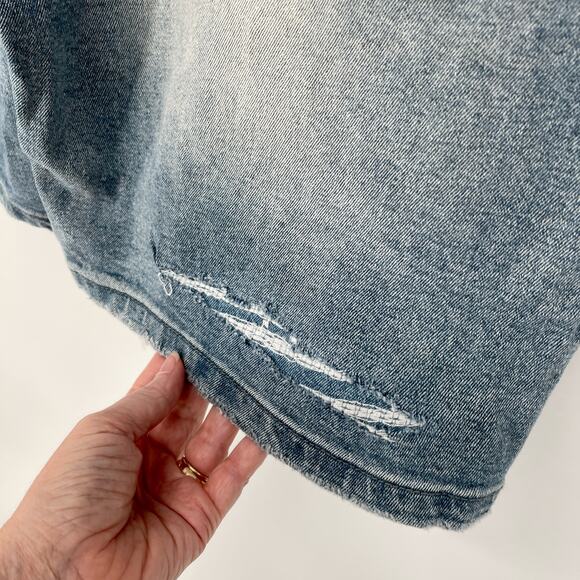 Homme + Femme Mens Hand Painted Logo Distressed Jean Shorts Sz 38 Denim Blue - Picture 7 of 10